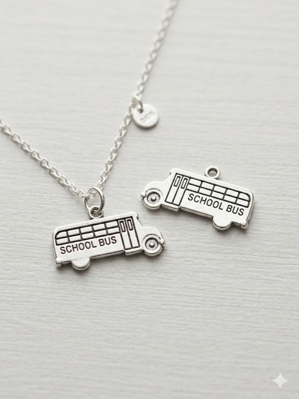 Bulk Of 58 School Bus Charms - Silver Tone